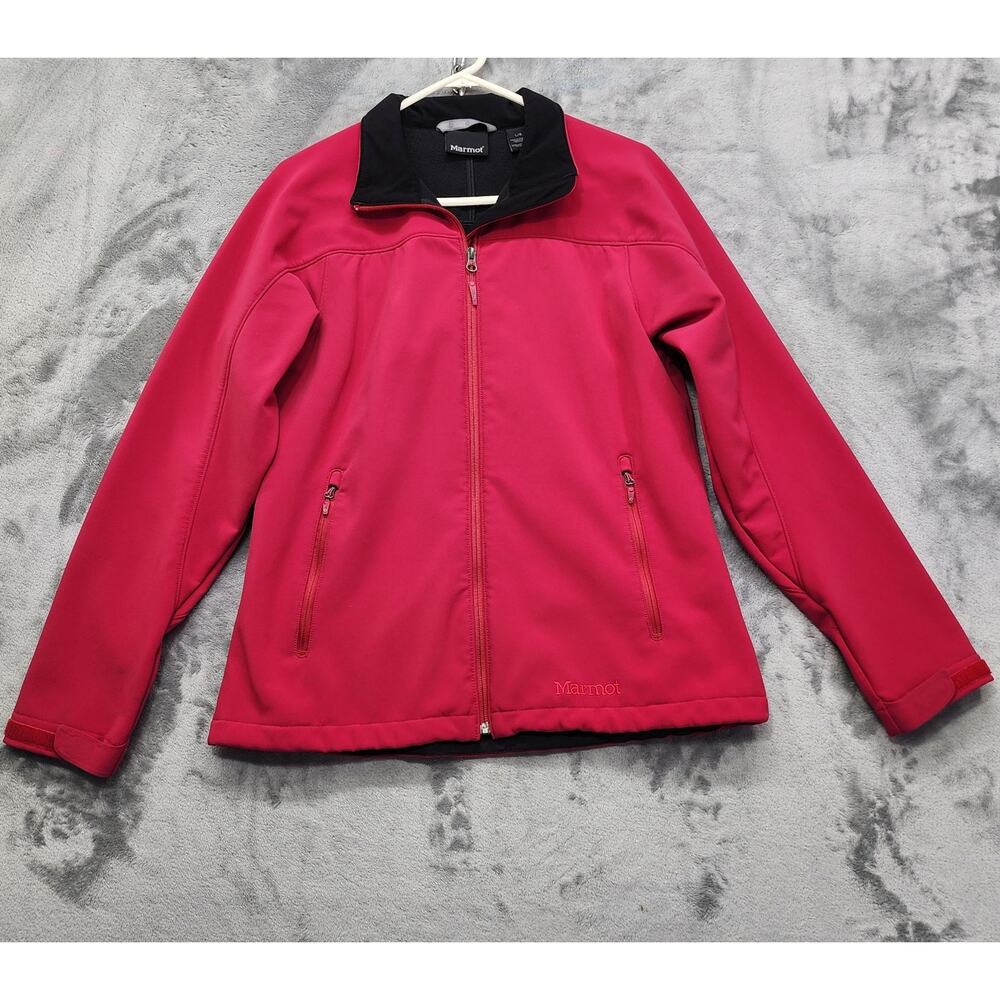 Marmot Jacket Womens L Pink Full Zip Softshell Fleece‎ Lined Pockets Outdoors